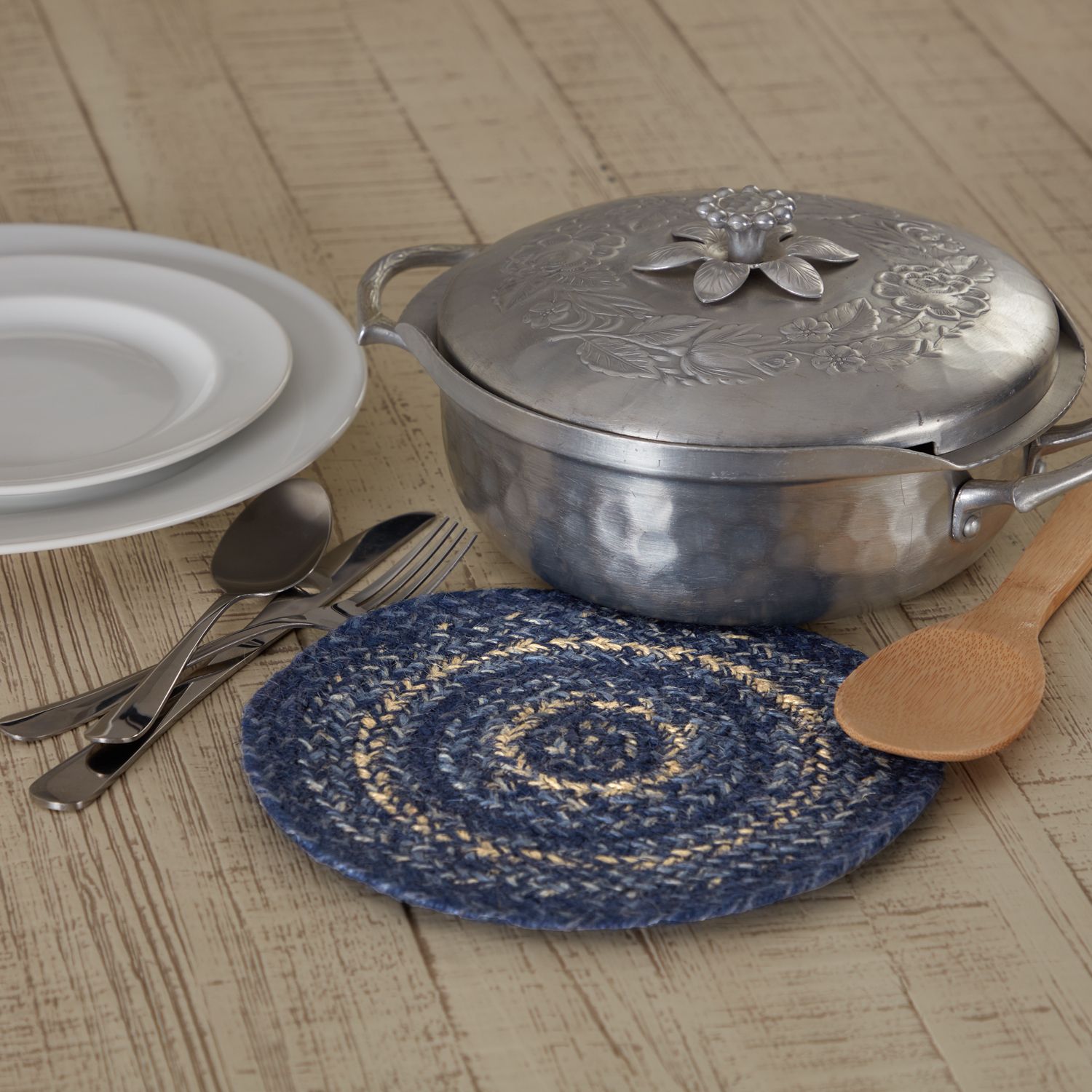 m2 creations Great fall Blue - Trivet - 8 inch Plain Trivet-picture-19