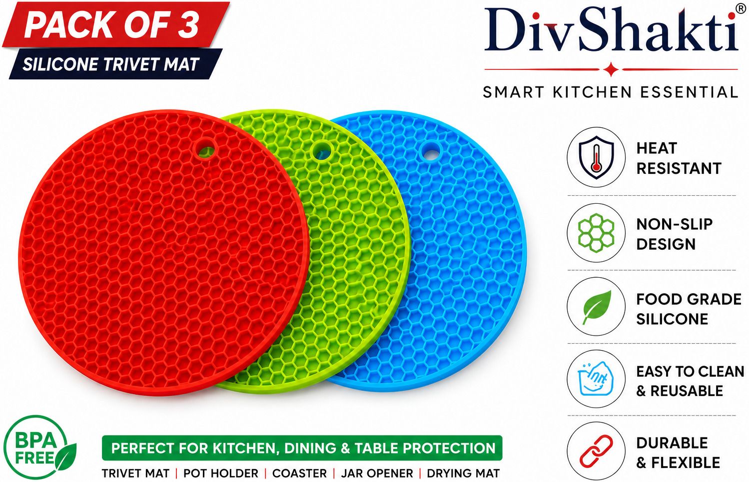 Silicone Trivet Mat | Pack of 3 | Heat Resistant Kitchen Pot Holder Silicone Trivet Mat | Pack of 3 | Heat Resistant Kitchen Pot Holder Trivet-image-49