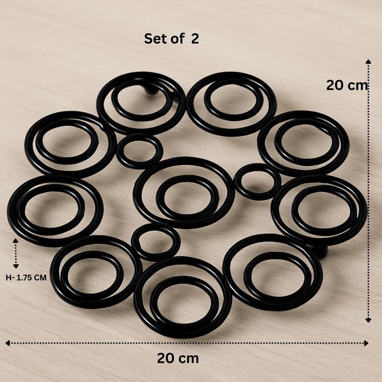 the urban home Trivet-CircleRing-Black-Set2 Round Cast Iron Trivet Set of 2 Heat Resistant Hot Pot Pan Stand Trivet-picture-17