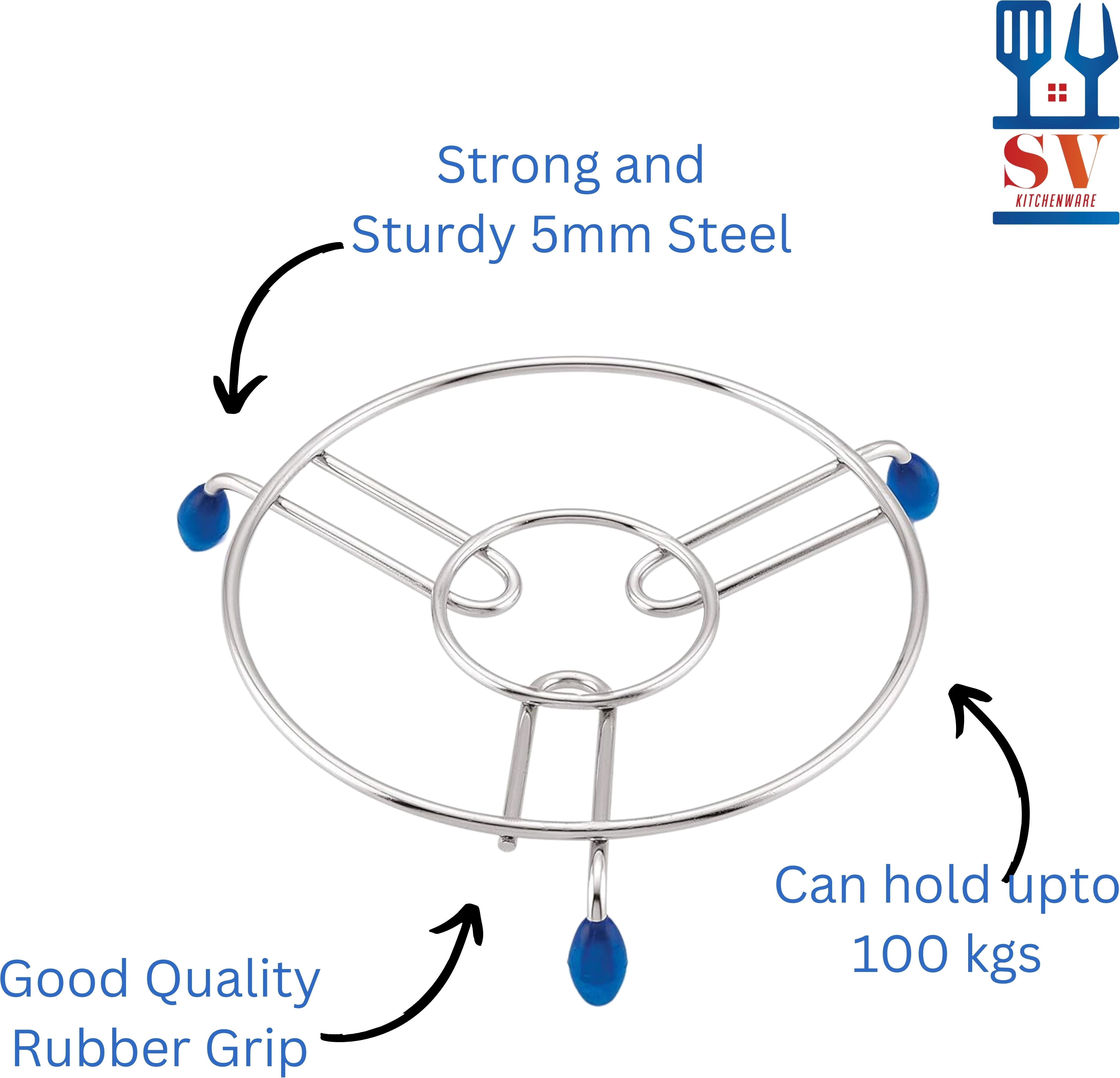 sv kitchenware Hot pot stand for Kitchen | cooker stand | 5 MM Steel Trivet |kitchen round tray Stainless Steel Trivet-picture-21