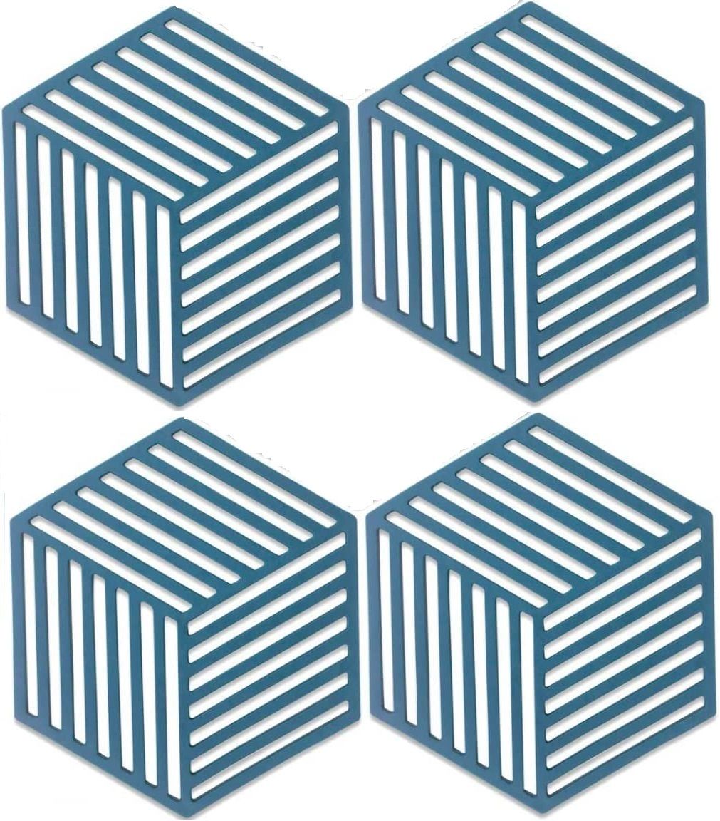 PVC Coaster Halka-A-line-Blue-4,Pack of 4 Silicone Trivet-image-25