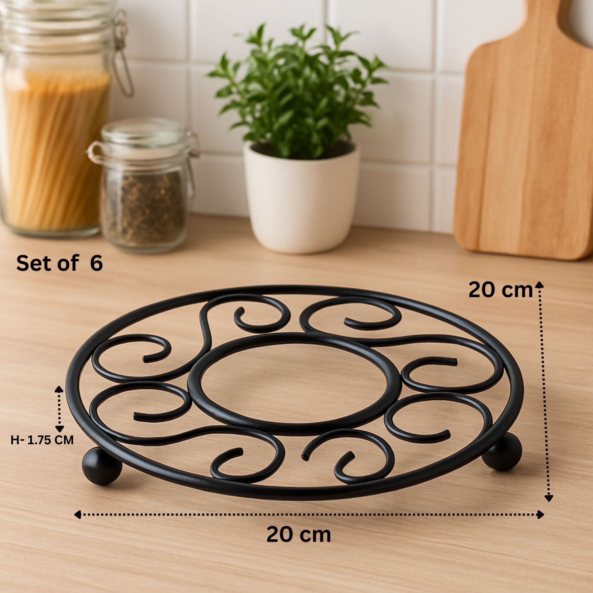 r.r.v. international TRIVETS O DESIGN Glossy Black Powder Coating Trivet-picture-19