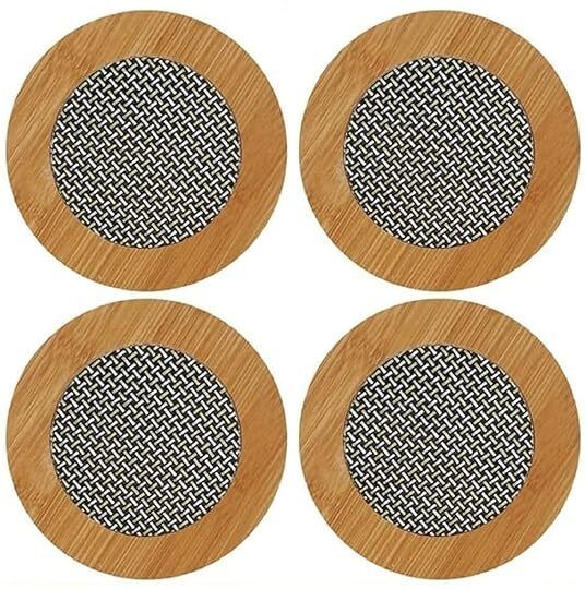 Eco-Friendly Bamboo Wooden Coasters for Home Pan Pot Holder (Pack Of 4) Anti-Slip Mats Trivet-image-16