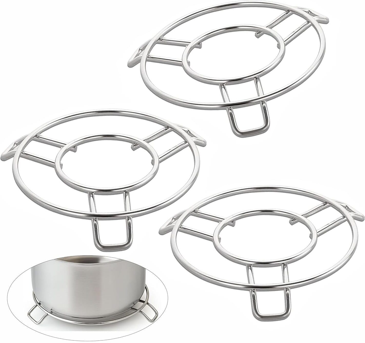 rhobos Sun 3Pc Stainless Steel Trivet Set – Heavy-Duty Hot Pot Stand Stainless Steel Trivet-picture-19