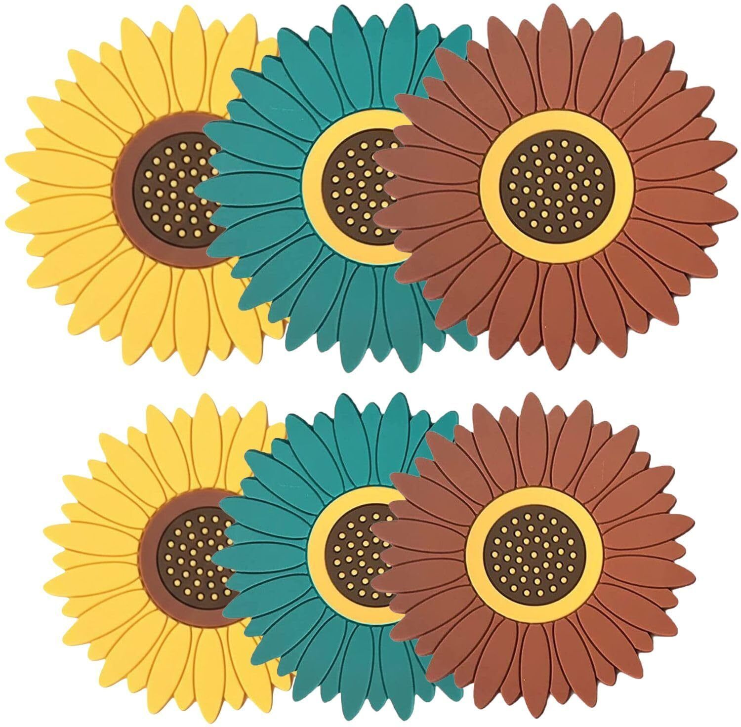 Silicone Trivet Mat Set of 6 (3 Large + 3 Small) Heat Resistant Hot Pot Holder Coaster for Table Protection & Home Decor - Washable & Reusable, Random Trivet-image-44
