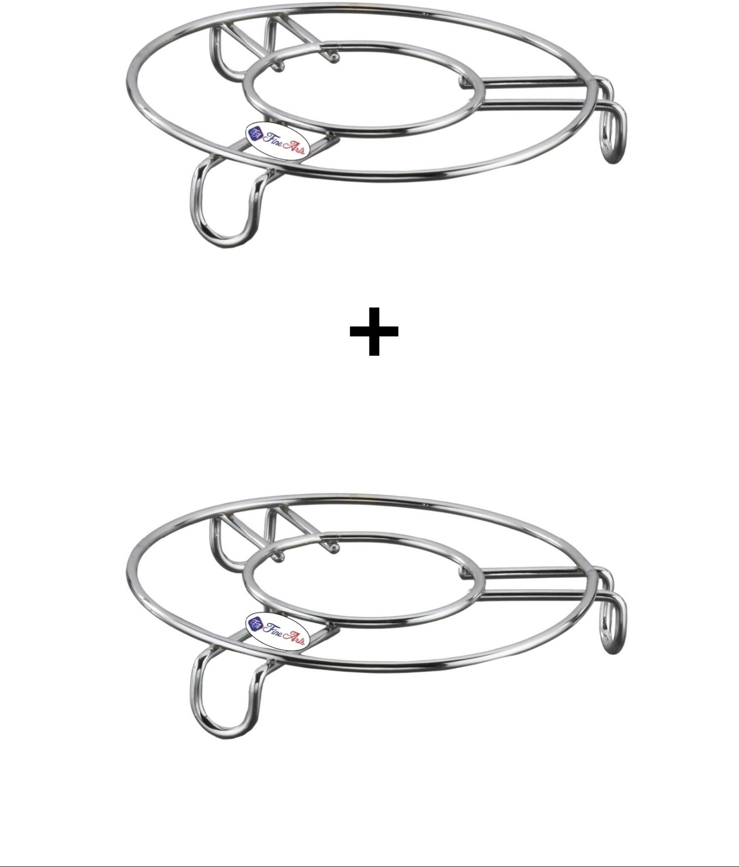 flax stainless steel trivet (PACK OF 2 )kitchen and dining use/hot pot stand CHROME FINISH Trivet-image-13
