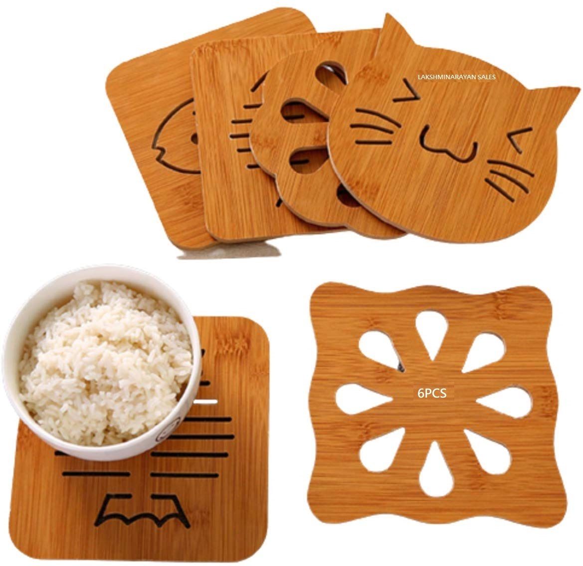 6pcs Wooden Coasters Tea Coffee Coaster Placemat for Dining Table Decor Wooden Coasters Trivet