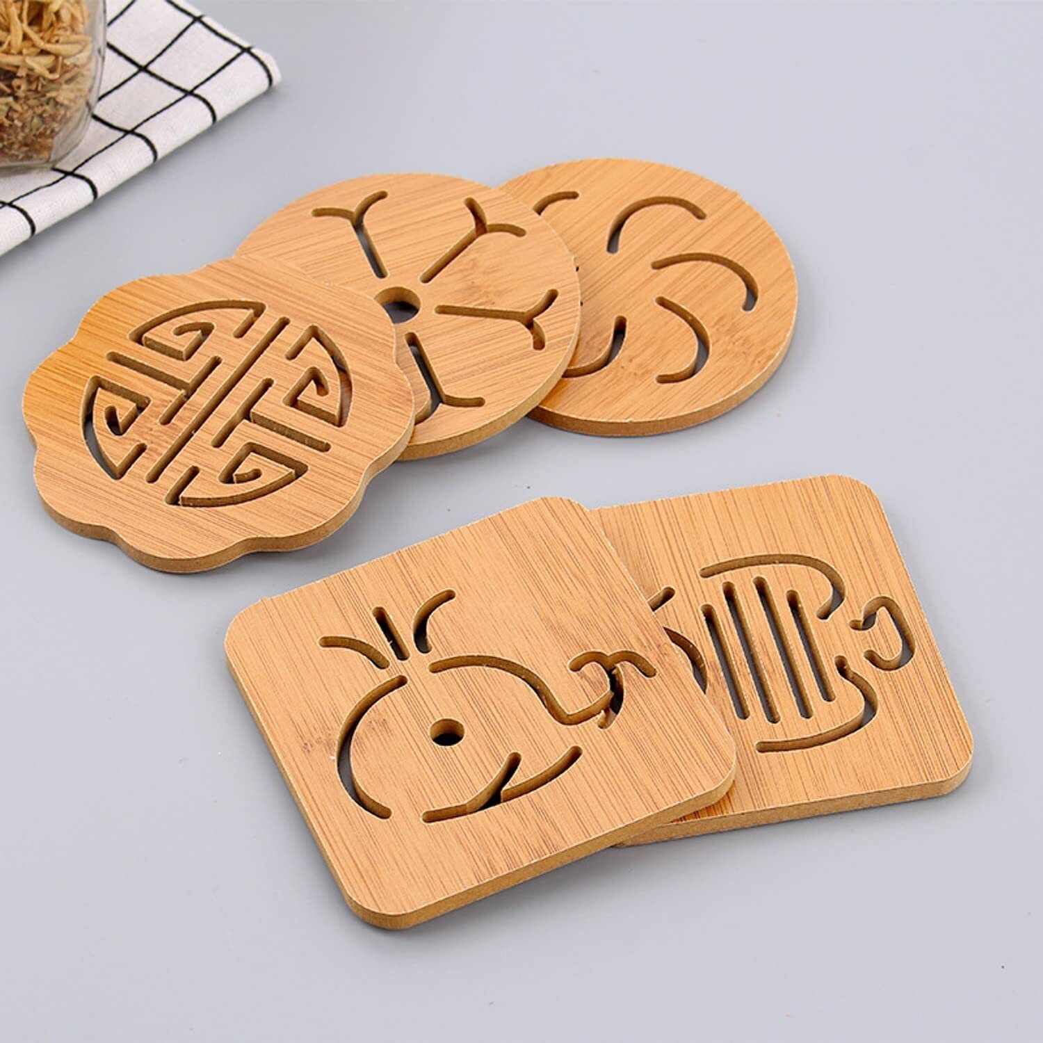 dormico Wooden Heat Resistant Trivet Set for Hot Plates for Kitchen, Bar, Restaurant Wooden Trivet-picture-47