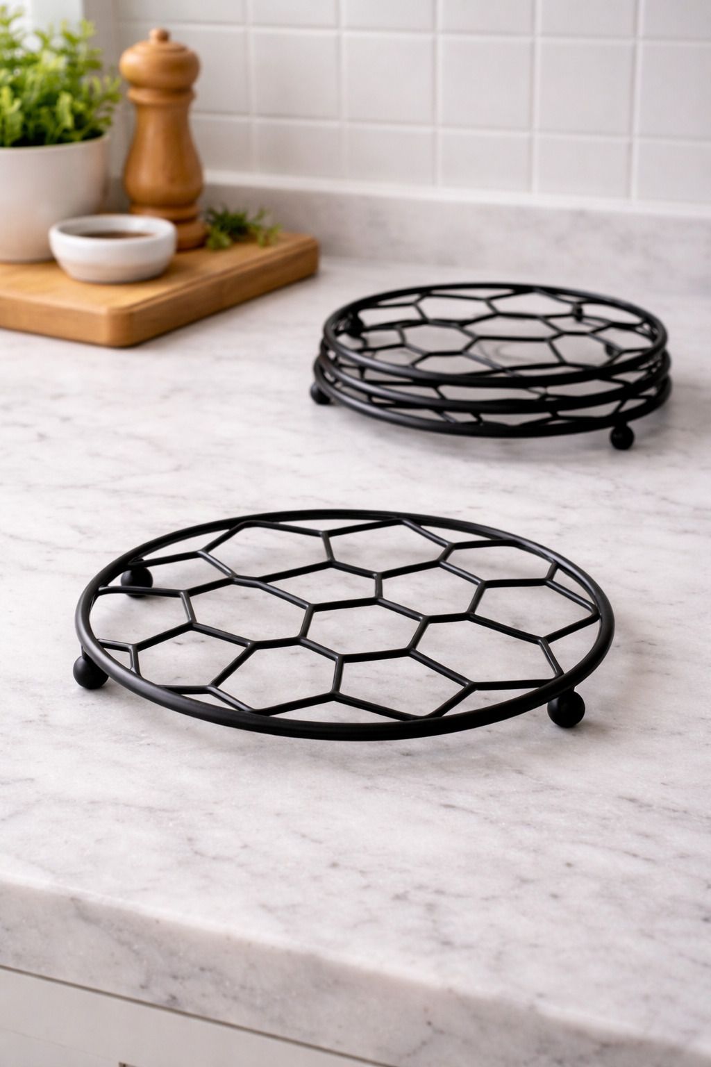 r k handicrafts Premium Metal Trivet Set of 6 | Heat Resistant Pot Stand for Hot Utensils Glossy Trivet-picture-15