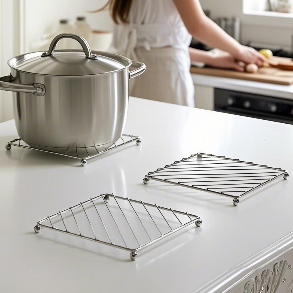 raghavam Premium Stainless Steel Hot Pot Stand Pack of 2,Heat Resistant Trive, Rust Proof Mirror Finish Trivet-picture-14