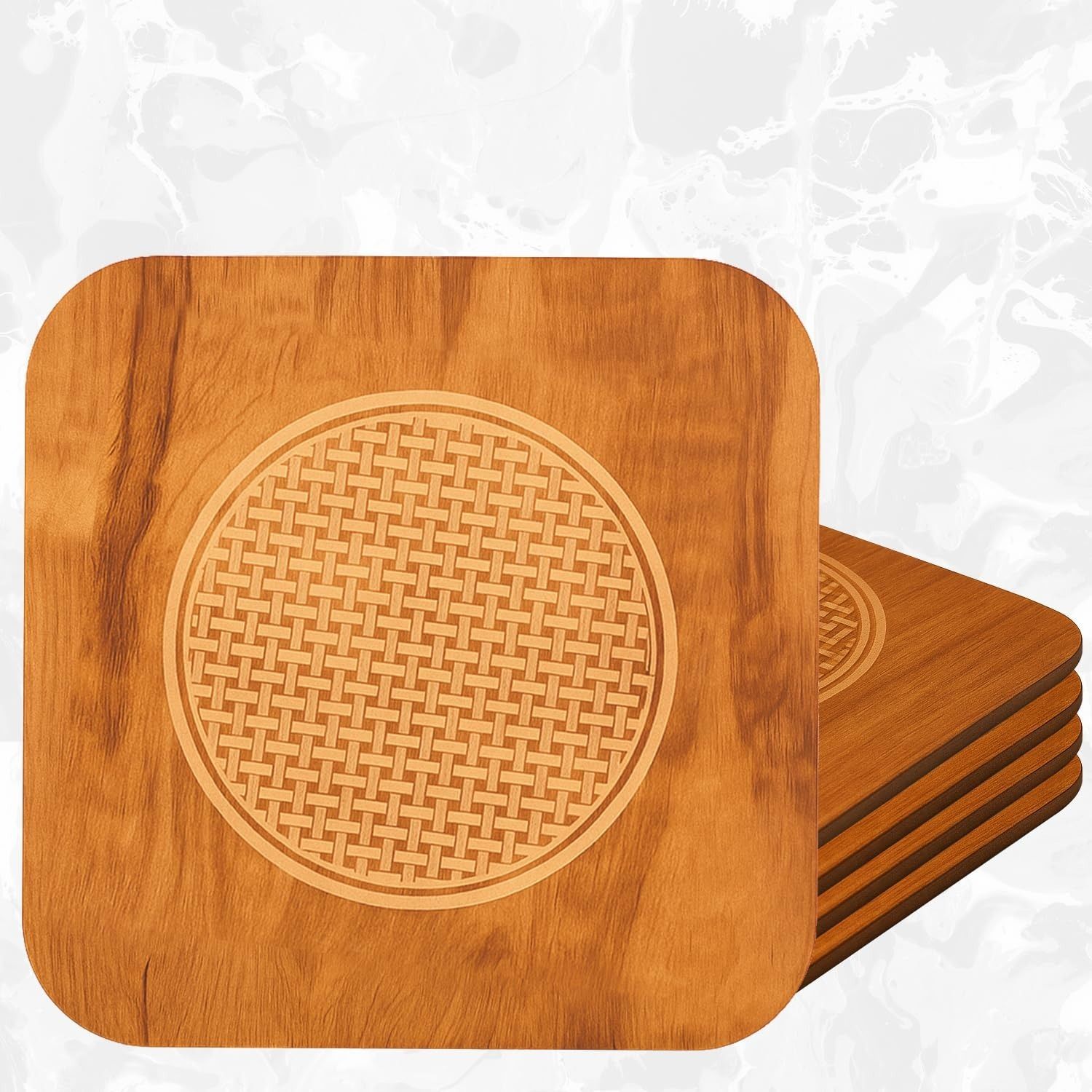 theodore Premium 20 cm Wooden Trivet Heat-Resistant stand for kitchen,Cafe and Restaurant Laser Engraved Rustic Matte Finish with best design Trivet-picture-27