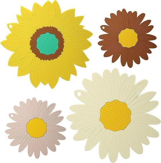 Silicone Coasters Set - Non-Slip Coasters Made of Silicone Soft Glue Washable & Reusable Coaster for Kitchen, Dining Table, Office, Big+Small,Random Trivet-image-27
