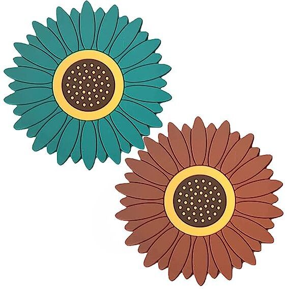 Silicone Mat for Hot & Cold Pot - Cute Sunflower Shaped Table mat Waterproof & Heat Resistant up To 300°F, Protect Your Furniture from Damage,Random Trivet-image-6