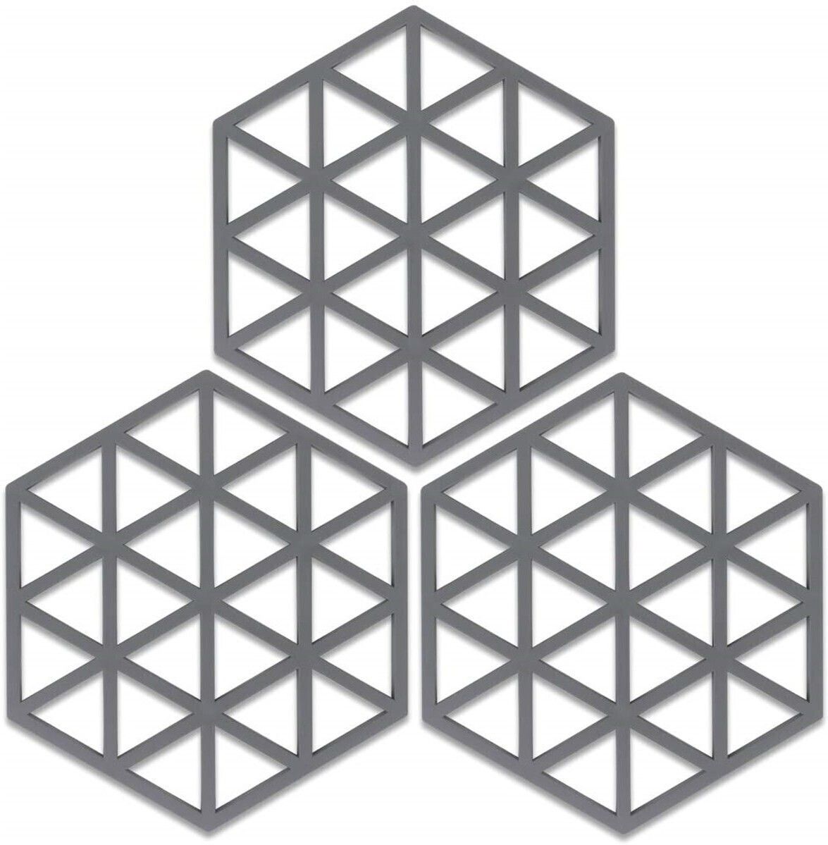 olwick Silicone Trivet Mats, Non-Slip and Heat Resistant Multipurpose Hot Pot Holders for Pans,Dish,Bowl, Drying Mat, Thick Countertop Mat (Grey Triangle) Silicone Trivet-picture-5