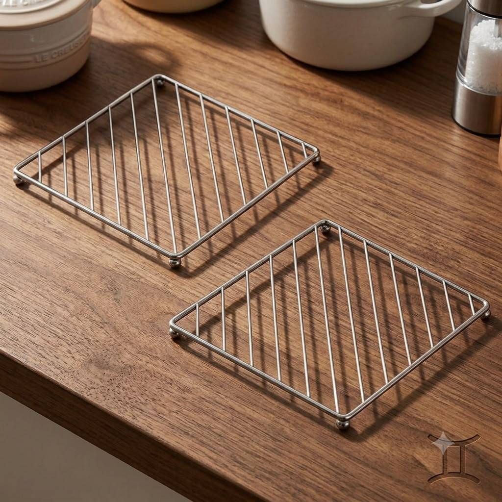 kaayron Stainless Steel Hot Mat/ Utensil Stand for dining table/Pot / for kitchen Crome Plating Trivet-picture-34