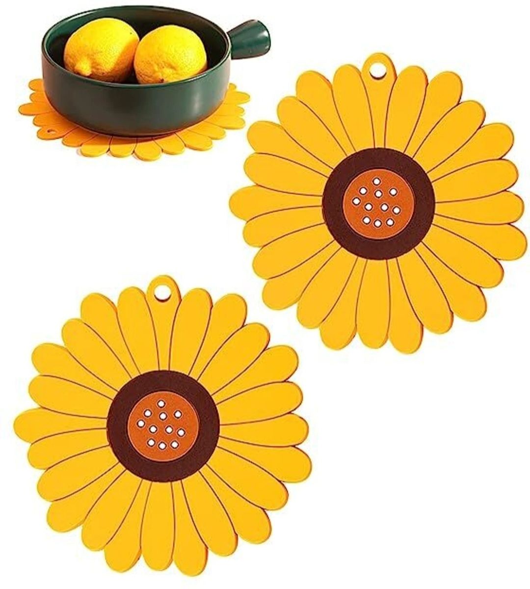 Silicone Mat for Hot & Cold Pot - Cute Sunflower Shaped Table mat Matt Printed Trivet-image-8