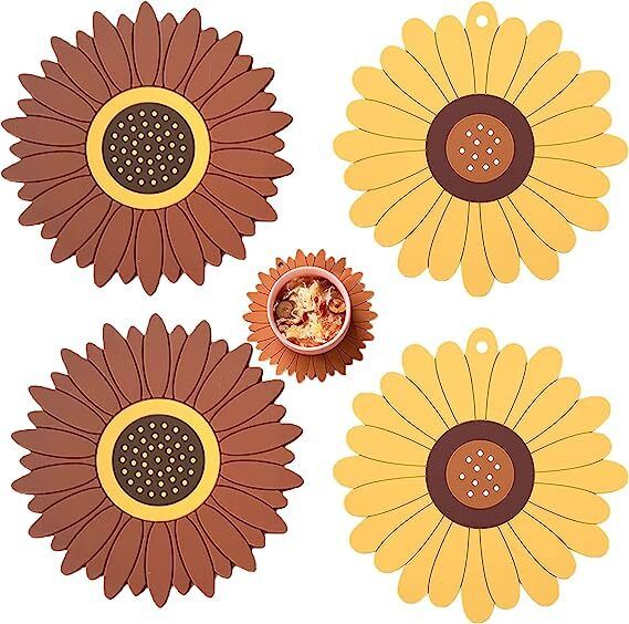 Silicone Mat for Hot & Cold Pot - Cute Sunflower Shaped Table mat Waterproof, Protect Your Furniture from Damage,Random Trivet-image-7
