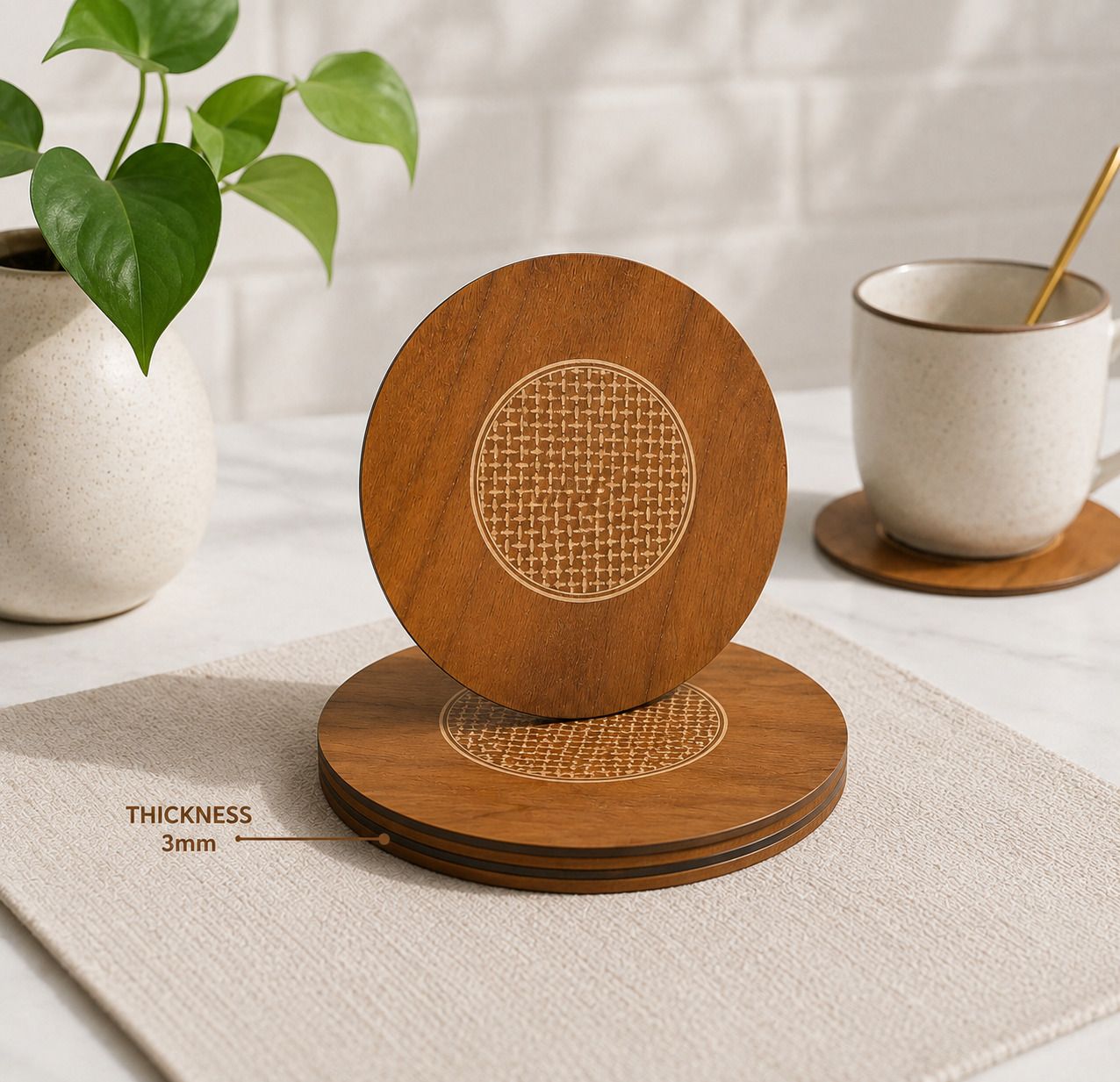 Premium Bamboo Trivet, Wooden Heat-Resistant Stand for Pots, Pans & Dishes Laser Engraved Rustic Matte Finish with Natural Bamboo Grain Texture Trivet-image-38