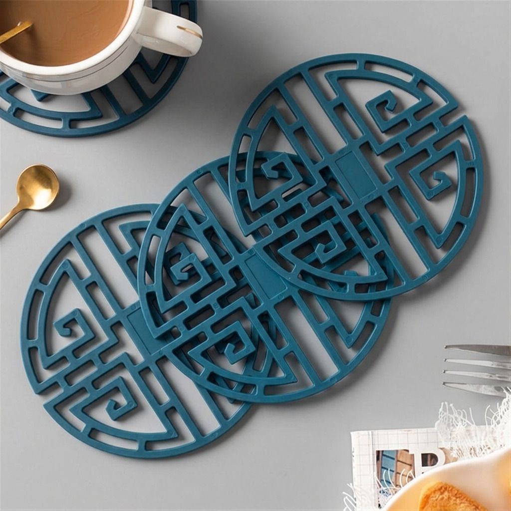 Silicone Trivet Mat for Hot Pots & Pans Non-Slip Pot Holder (Blue) Matte Trivet-image-46