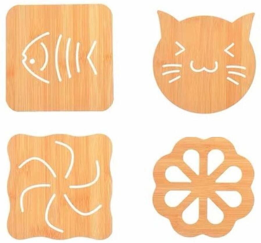 hexoniq Wooden-Bamboo Trivet Coaster, Wooden Heat Resistant Mat, Wooden Non-Slip Insulation Table Mat for Pots, Pans, Plates, Dishes, Teapots wooden Trivet-picture-17