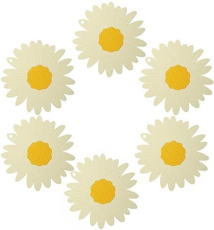 Sunflower Silicone Coaster-Non Slip Insulated Silicone mats for Kitchen use 14Cm Washable & Reusable Coaster for Kitchen, Dining Table, Offfice Desk, White Colour Trivet-image-1