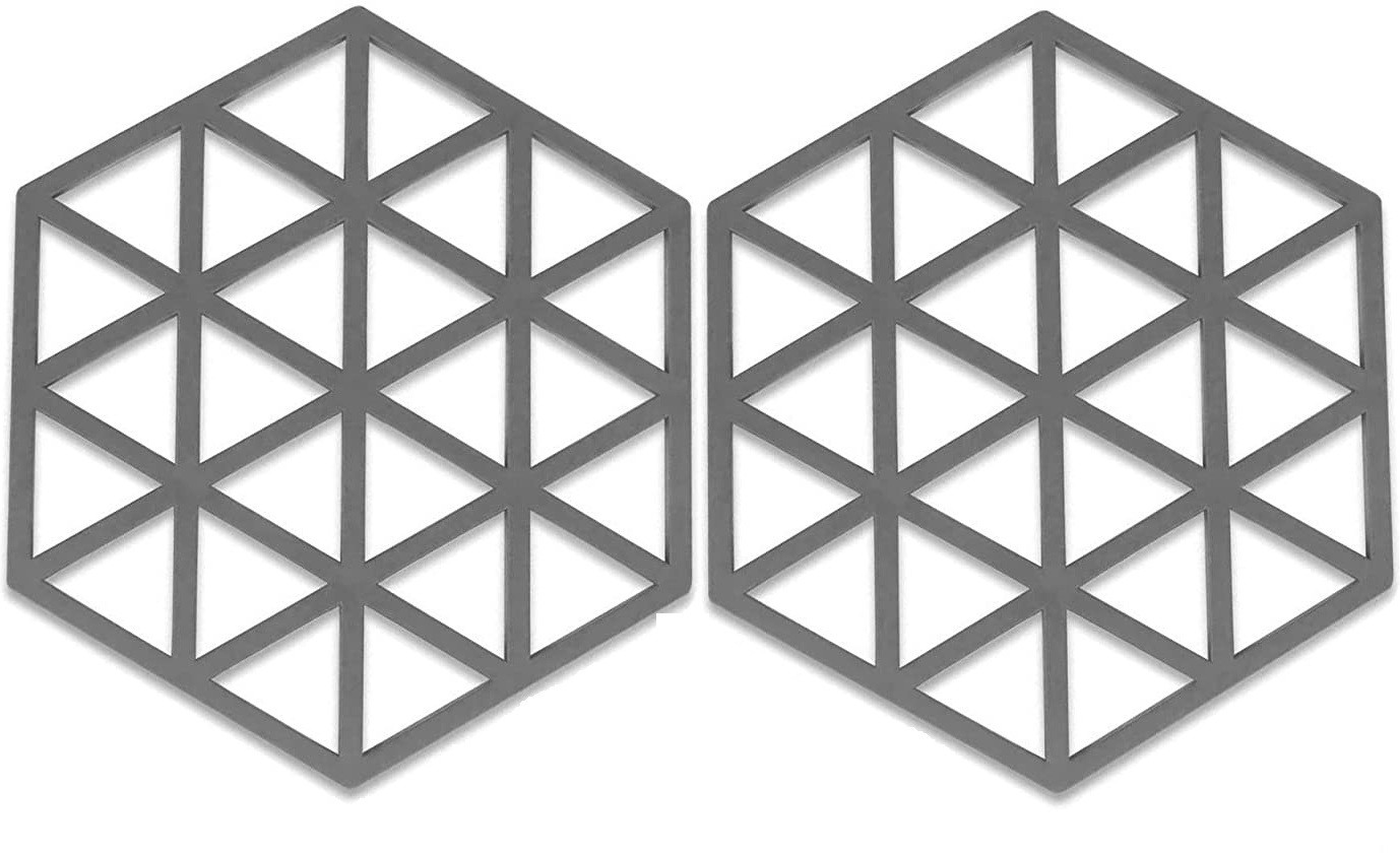 pepplo PVC Coaster Heavy-B2-Triangle-Grey_2,Pack of 2 Silicone Trivet image 1