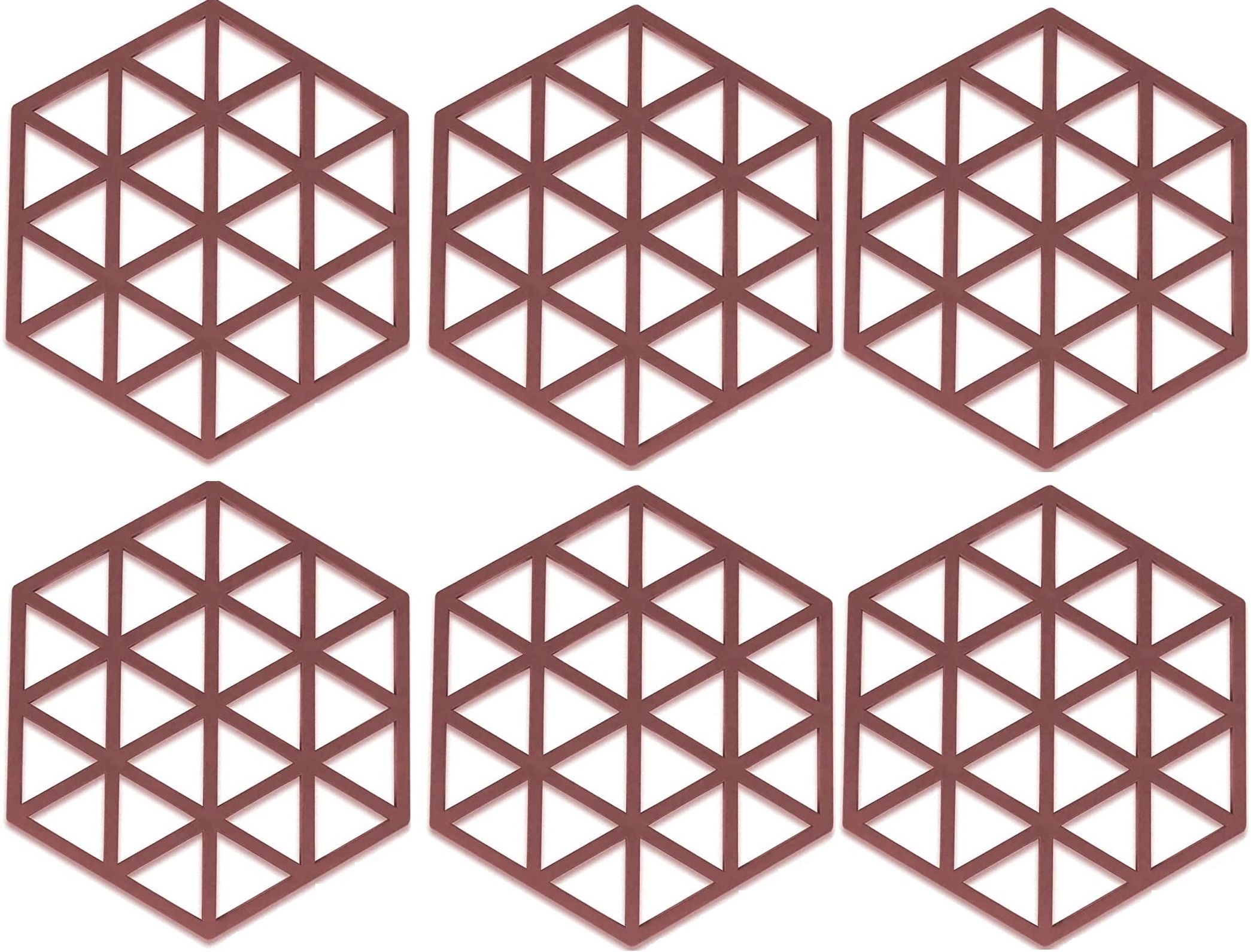 PVC Coaster Halka-A-Triangle-Red-6,Pack of 6 Silicone Trivet-image-8