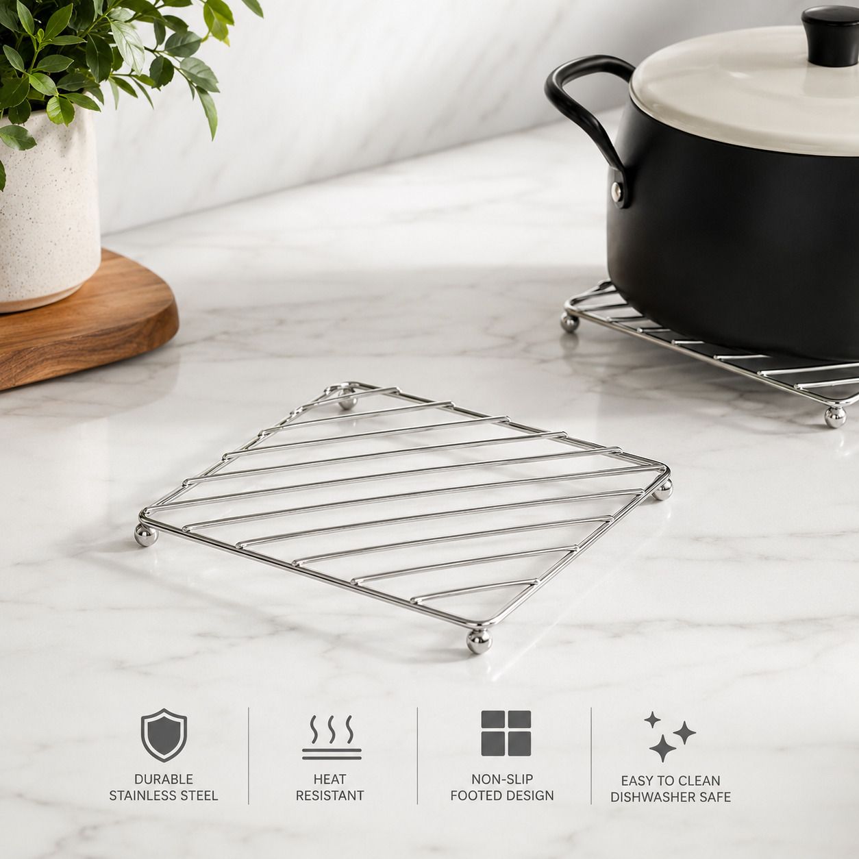 vinayom steel hot pot stand trivet Matte & Polished Stainless Steel Trivet-picture-37