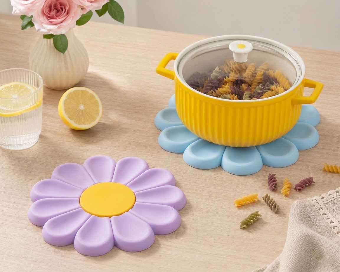puno Flower Silicone Trivet Mat Table Protector Coasters for Cups, Mugs, Teapots Mat finish Trivet-picture-22