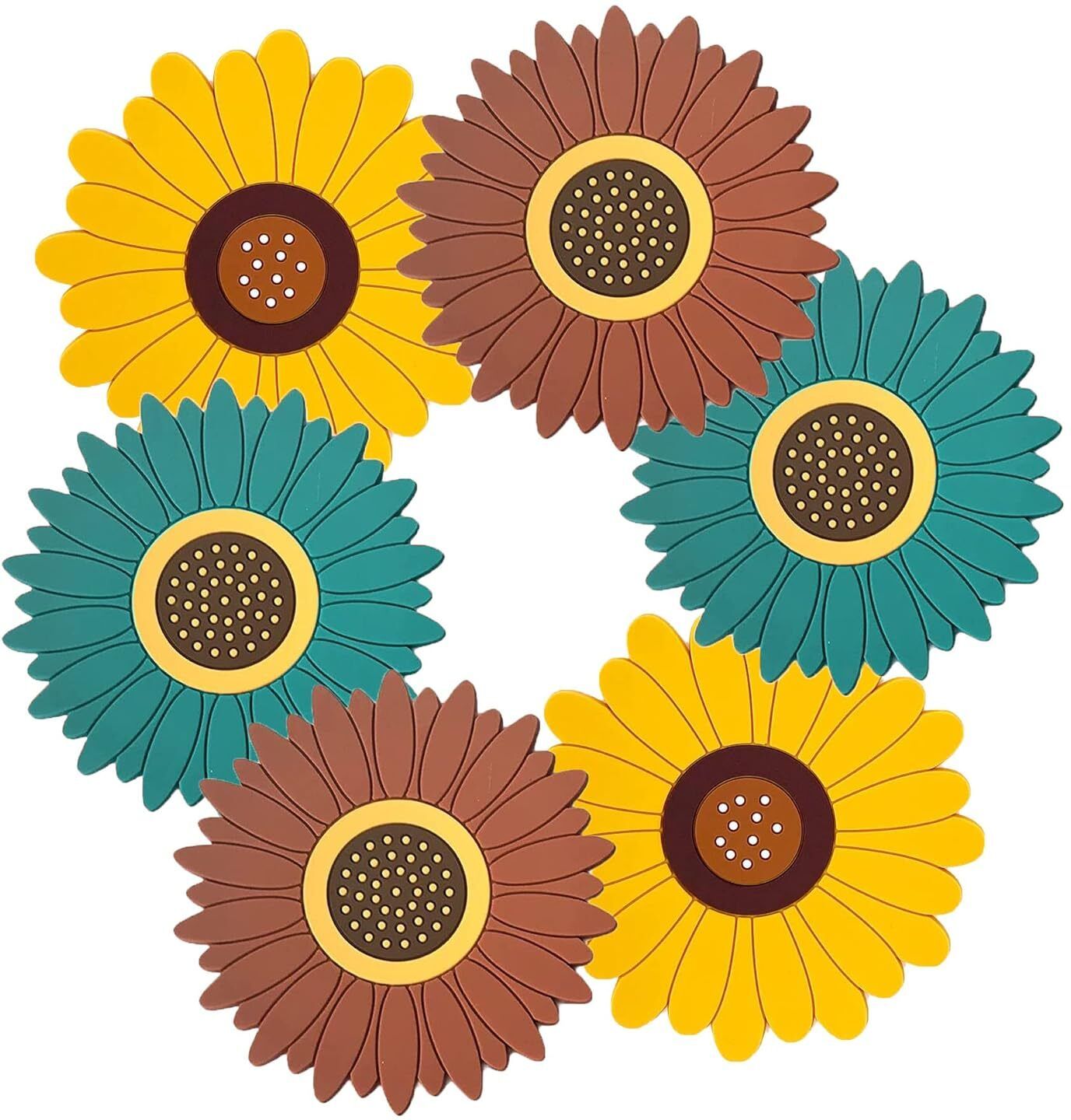kriaesha Silicone Trivet Mat - Sunflower Hot Pot Holder Pads - Coasters Matt Printed Trivet-picture-24