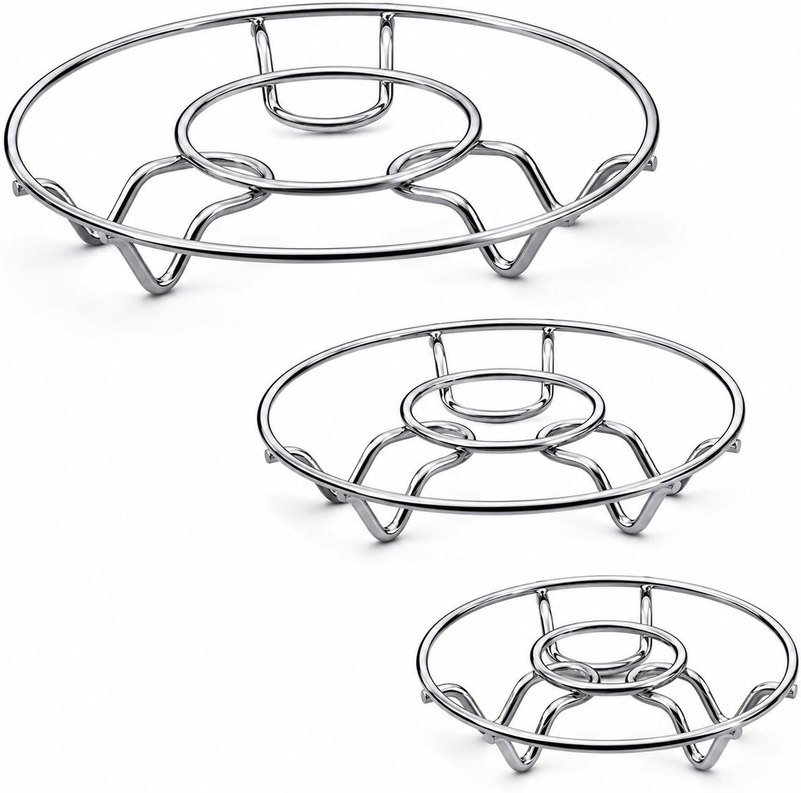 1 Stainless Steel Trivet Set of 3 – Round Hot Mat For Cooker, Pan, Kadai Kitchen Countertop & Dining Table Protector Hot Mat Trivet-image-29