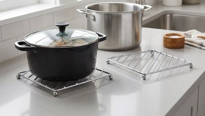 Trivet Hot Pot Stand, Heat Resistant Kitchen Rack for Hot Pots, Pans & Cookware Stainless Steel Trivet-image-18