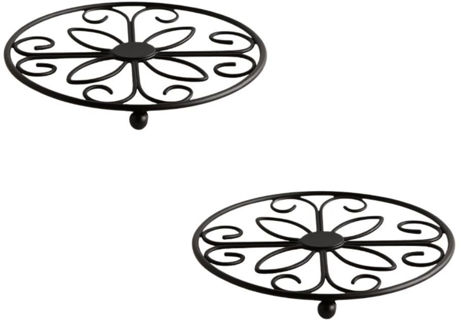 the urban home Trivet-FlowerScroll-Black-Set2 Handmade Metal Trivet Set of 2 Heat Resistant Hot Pot Pan Stand Trivet-picture-18