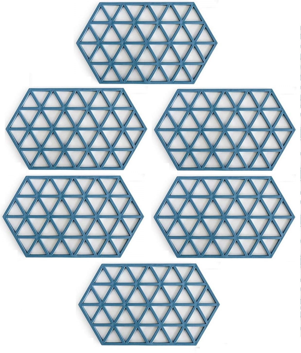 PVC Coaster large Heavy-B1-Triangle-Blue_6,Pack of 6 Silicone Trivet-image-16