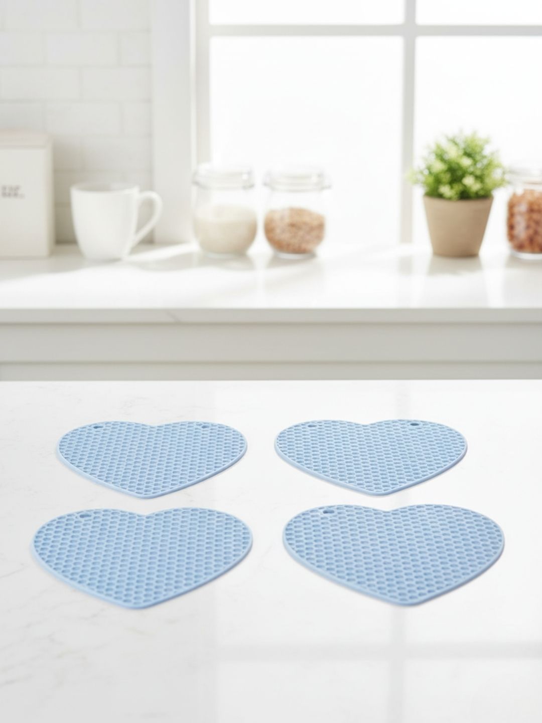 we3 Heat Resistant Non-Slip Table Mats for Hot Dishes to Protect Countertop Blue Silicone Trivet-picture-15