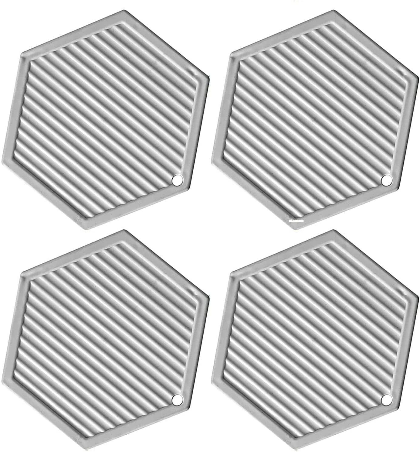 Pvc Coaster C-D Triangle-Light Grey_4,Pack of 4 Silicone Trivet-image-7