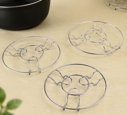 vkstore Stainless Steel Hot Pot Stand Set of 3, Heat Resistant for Kitchen Platform glossy Trivet-picture-12