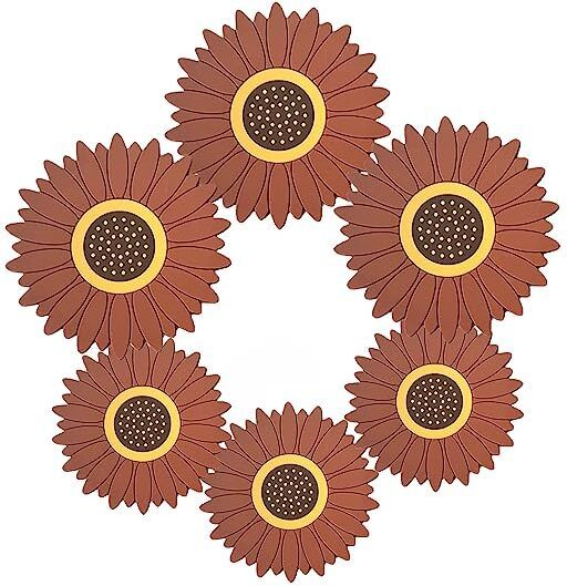 Silicone Placemat Trivet Mat Daisy Flower Shape Pan Pot Holders Anti Slip Place Mat, Kitchen Insulation Coaster,Brown, 2 Size : Big-20cm,Small-15cm Trivet-image-26