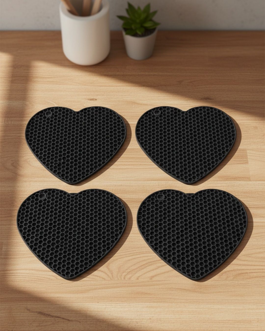 we3 Heat Resistant Non-Slip Table Mats for Hot Dishes to Protect Countertop Black Silicone Trivet-picture-17