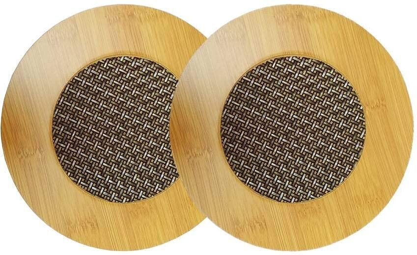 Round Shape Bamboo Wooden Coaster Heat Table Pad, Pot Holder, Dining Table wood Trivet-image-9