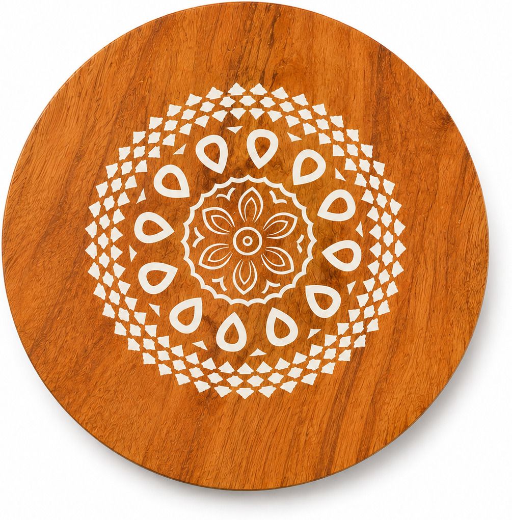 kv art Elite Wooden Trivet, Heat Resistant Hot Pot Stand, Laser Engraved Mandala Design Laser Engraved Rustic, Matte Finish with Natural, Bamboo Grain Texture Trivet-picture-31