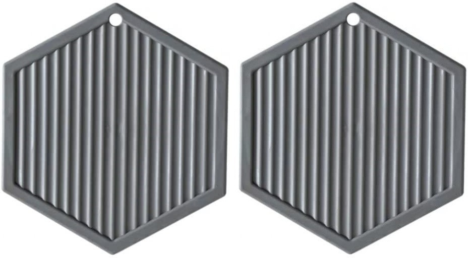 pepplo Pvc Coaster C-D Triangle-Deep Grey_2,Pack of 2 Silicone Trivet image 1