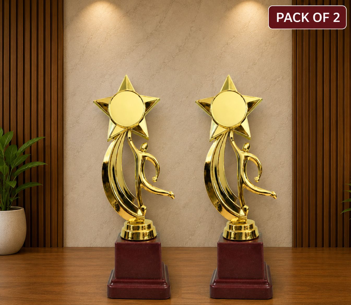 Metallic fibre Golden Star boy 8.5 Inch Pack of 2 Trophy-image-40
