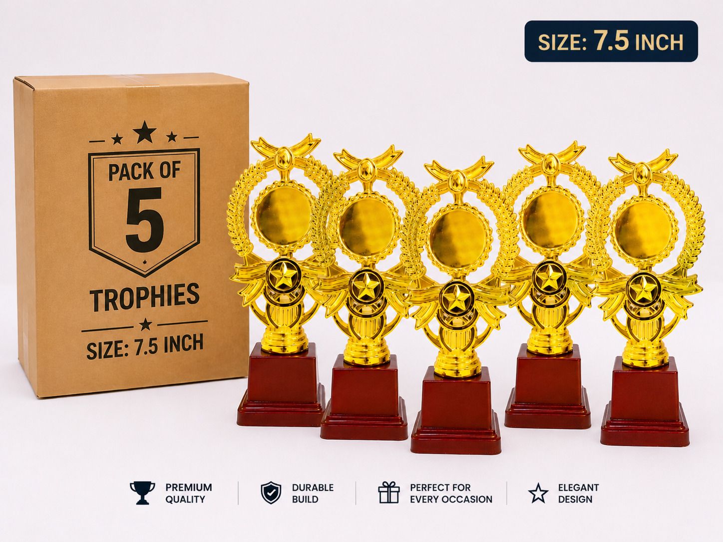 Metallic Fibre Butterfly Golden Winning Trophy Set Of 5 (7.5 INCH) Trophy-image-34