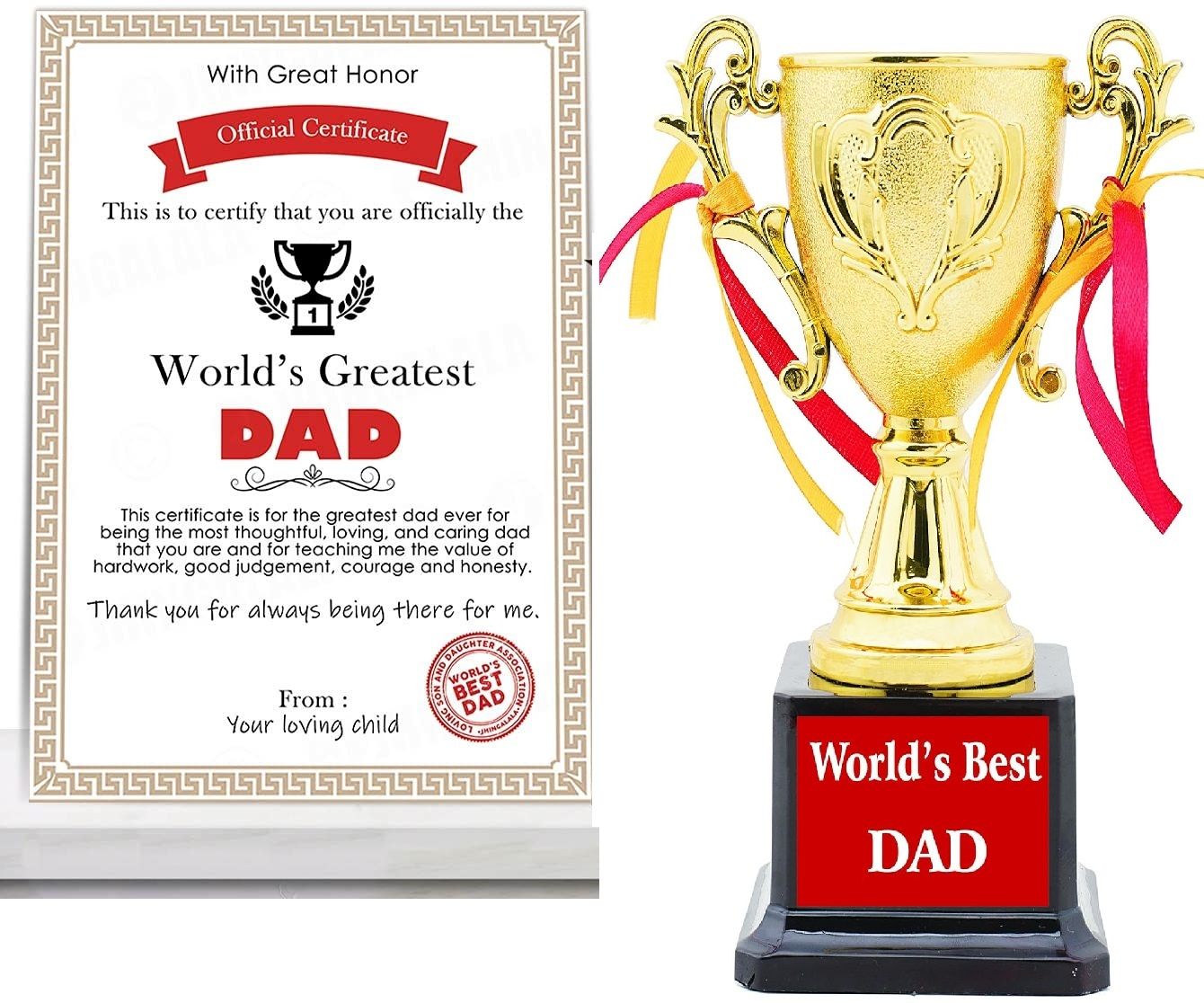 jayshri handicrafts Gift for World's Best Dad Trophy WITH MEDAL DAD CARD DAD Father Day gift set Trophy-picture-10