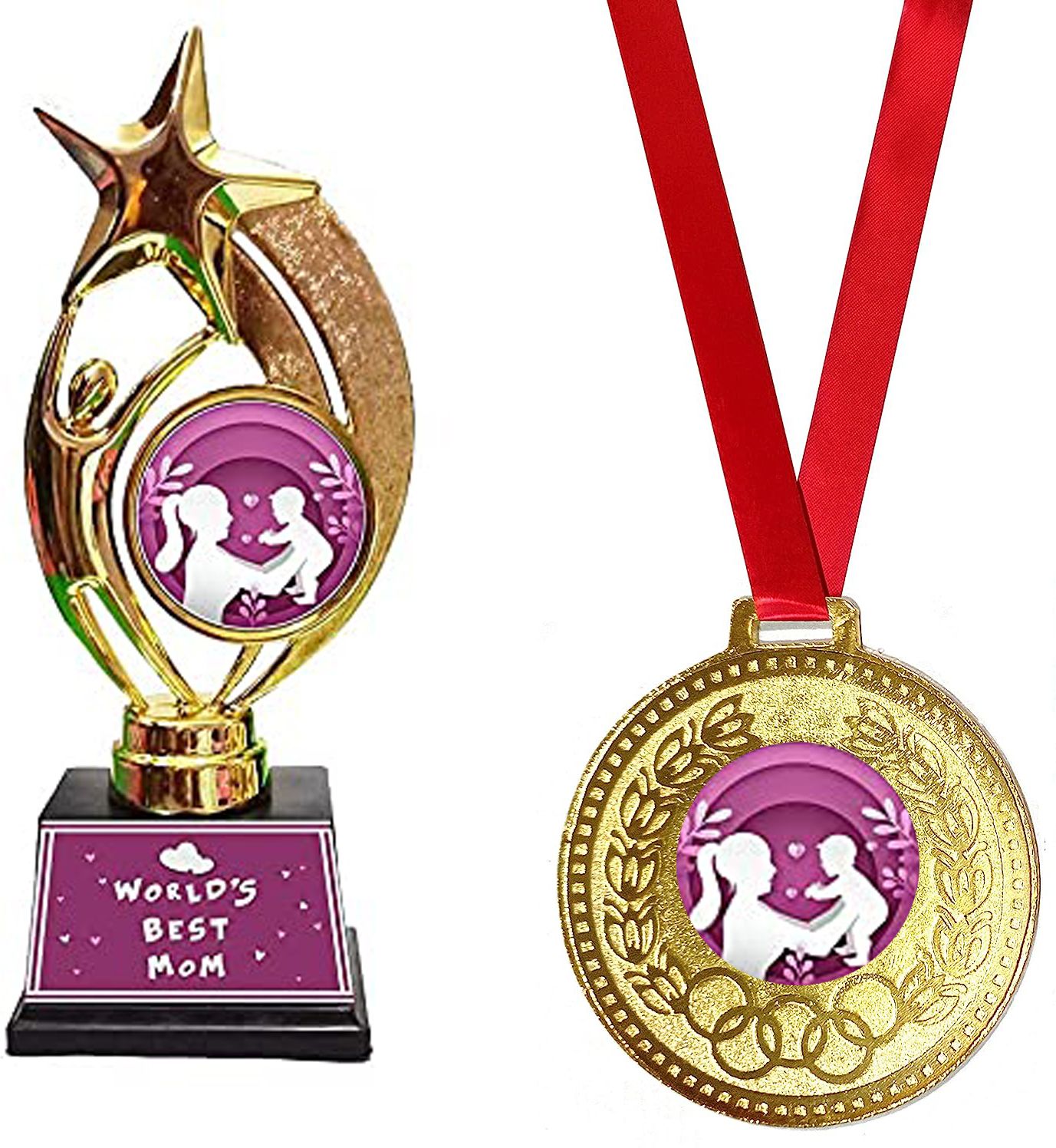 World's Best Mom Trophy with medal I Birthday Gift I Gift for Mom,New Year Gift Medal-image-40