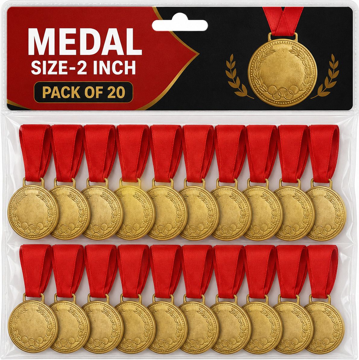Gold Medals 2 inch pack of 20 school winners medals, competition Medal-image-1