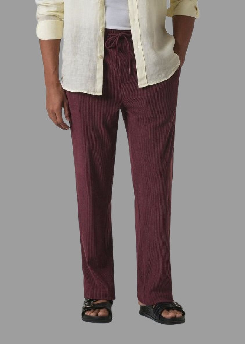 metronaut Regular Fit Men Maroon Corduroy Trousers-picture-31