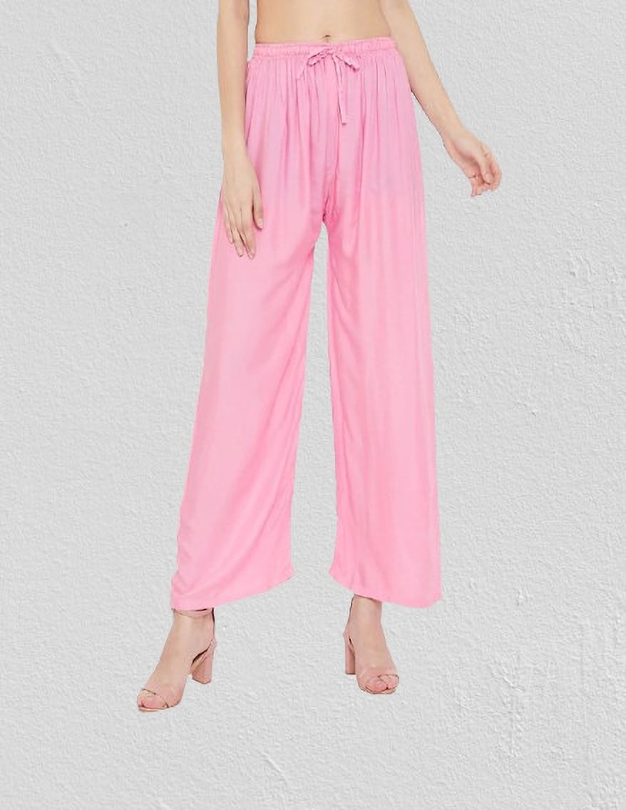 trend level Women Flared Pink Viscose Rayon Trousers-picture-25