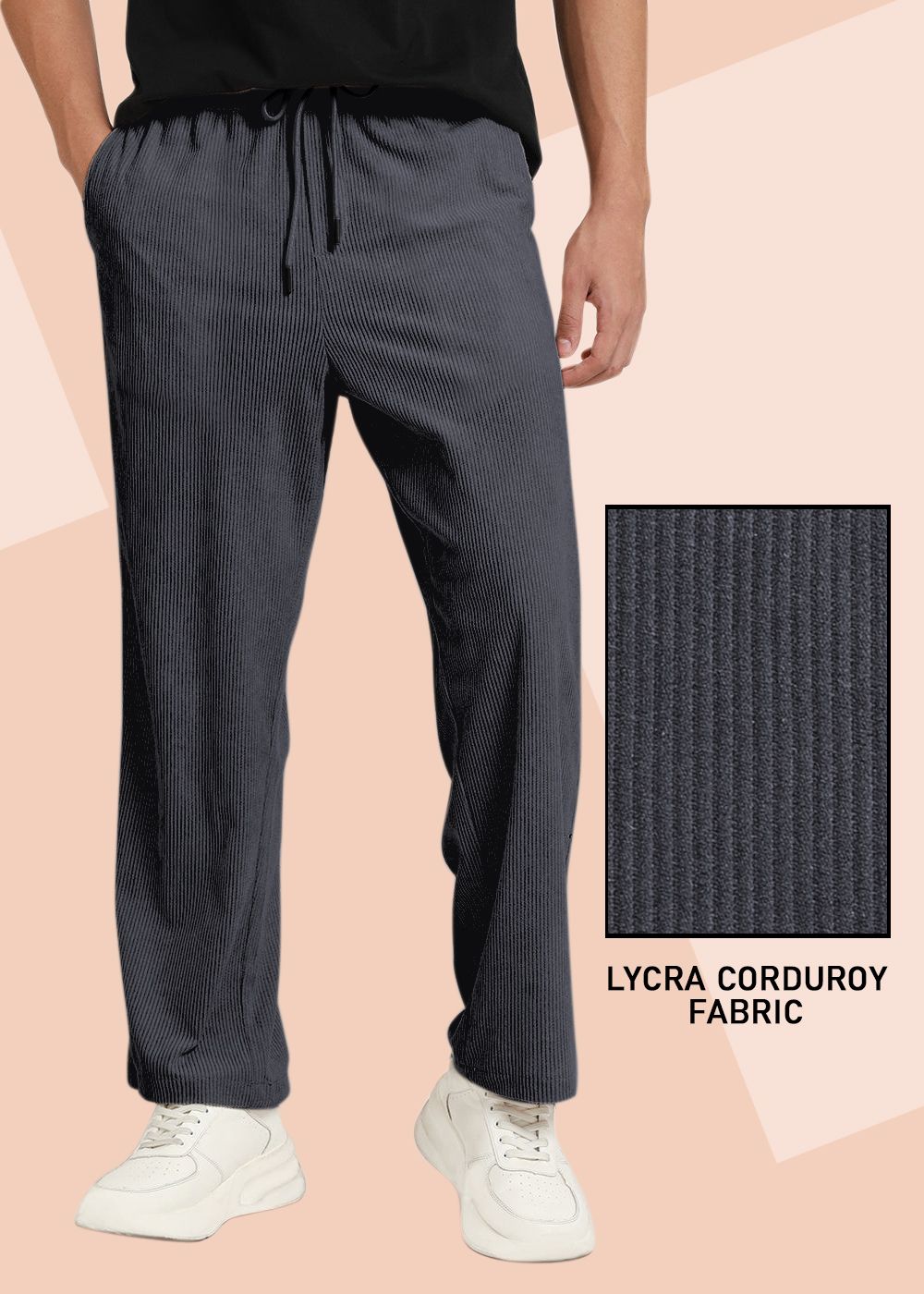 indiclub Men Relaxed Grey Corduroy Trousers-picture-23